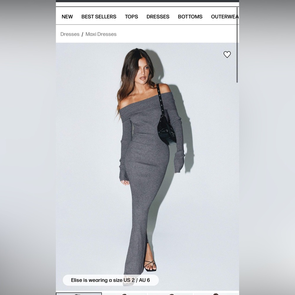 Princess Polly | Charcoal Off-Shoulder Dress